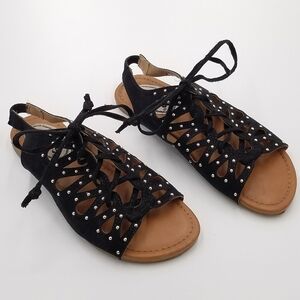 Stevies Studded Black Sandals 13Y